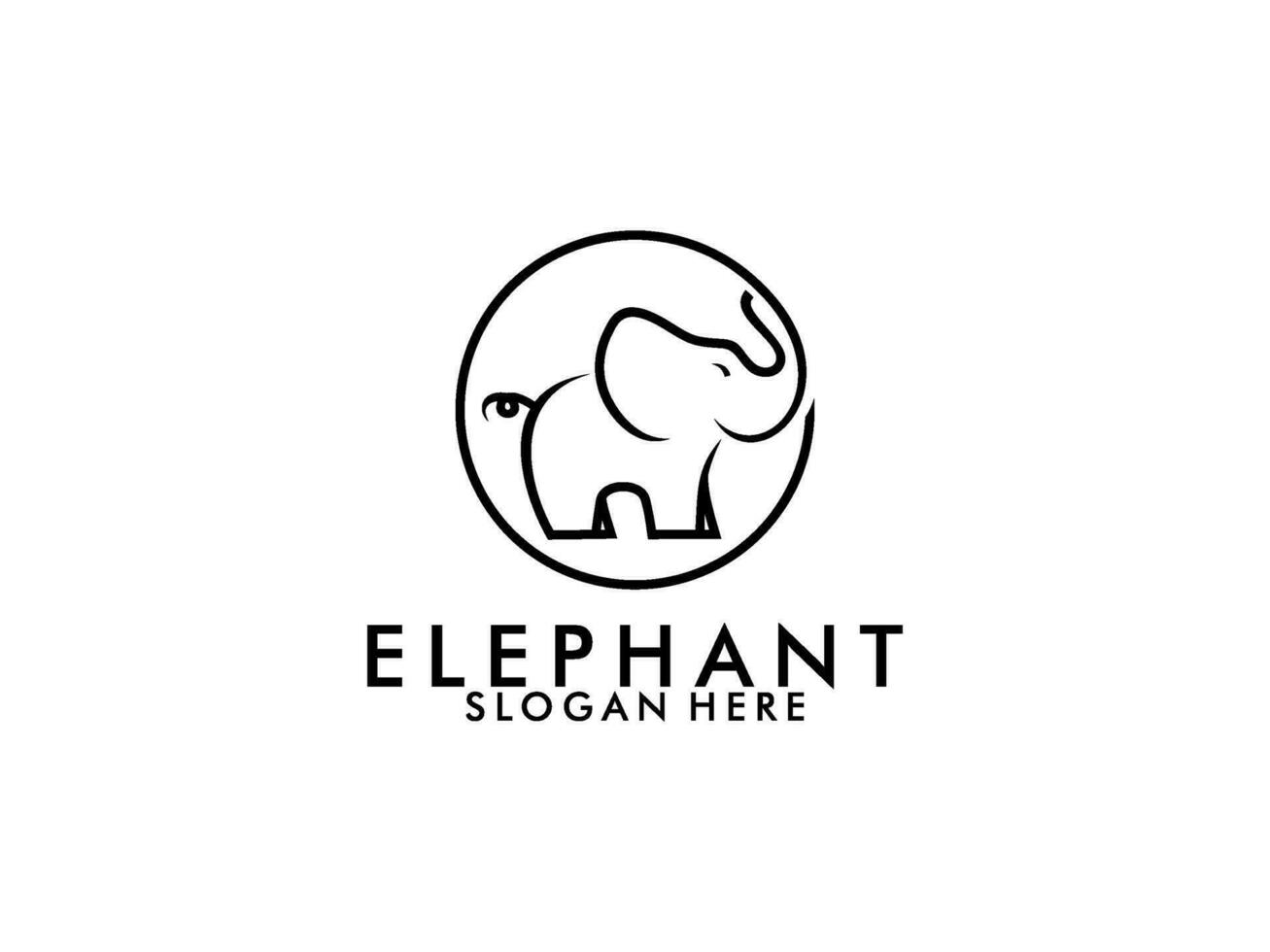 Elephant Cute with line art style logo design template vector