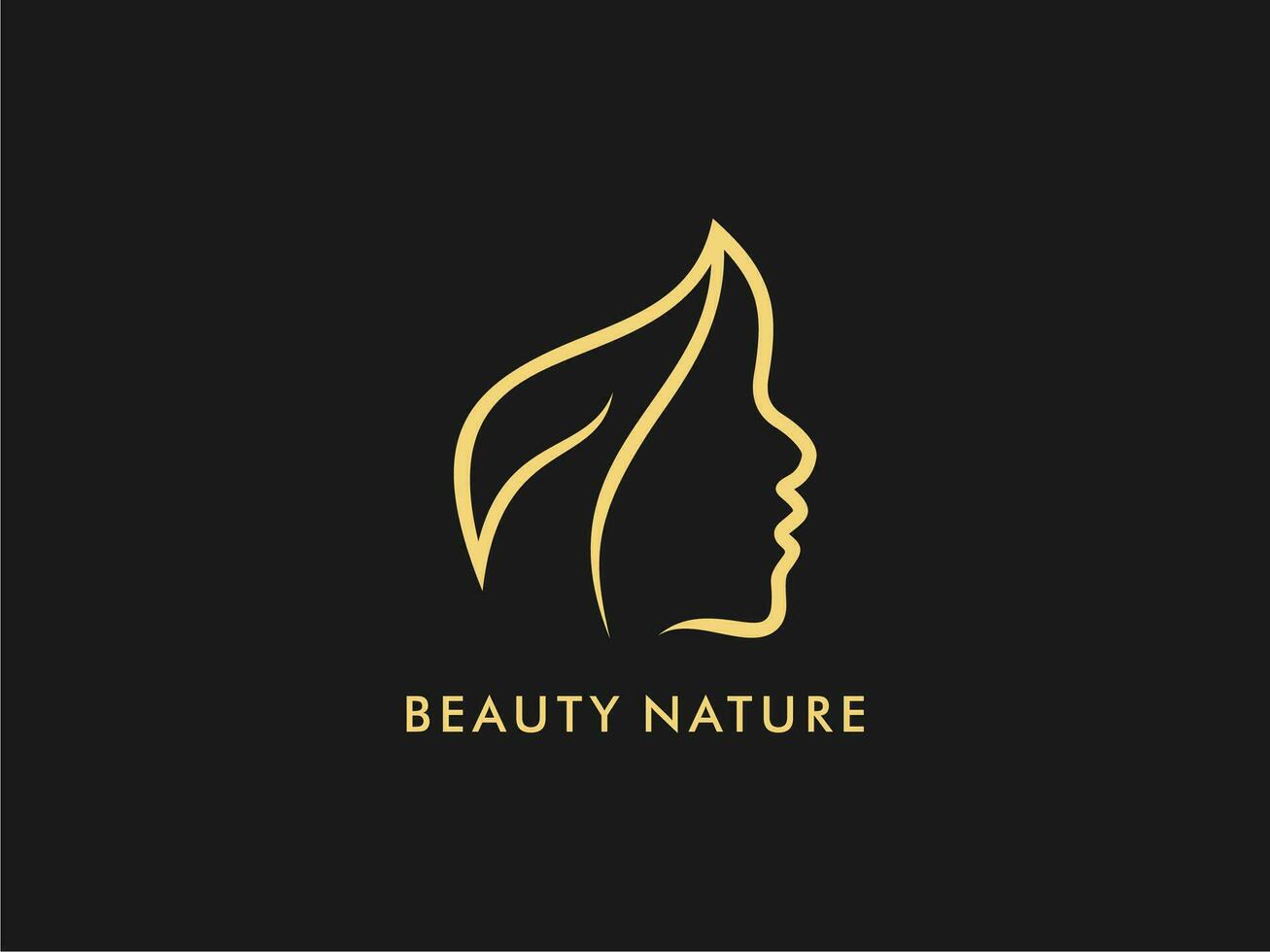 Beautiful woman's face with leaf logo design template. Creative premium symbol for beauty salon, massage, magazine, cosmetic and spa. vector