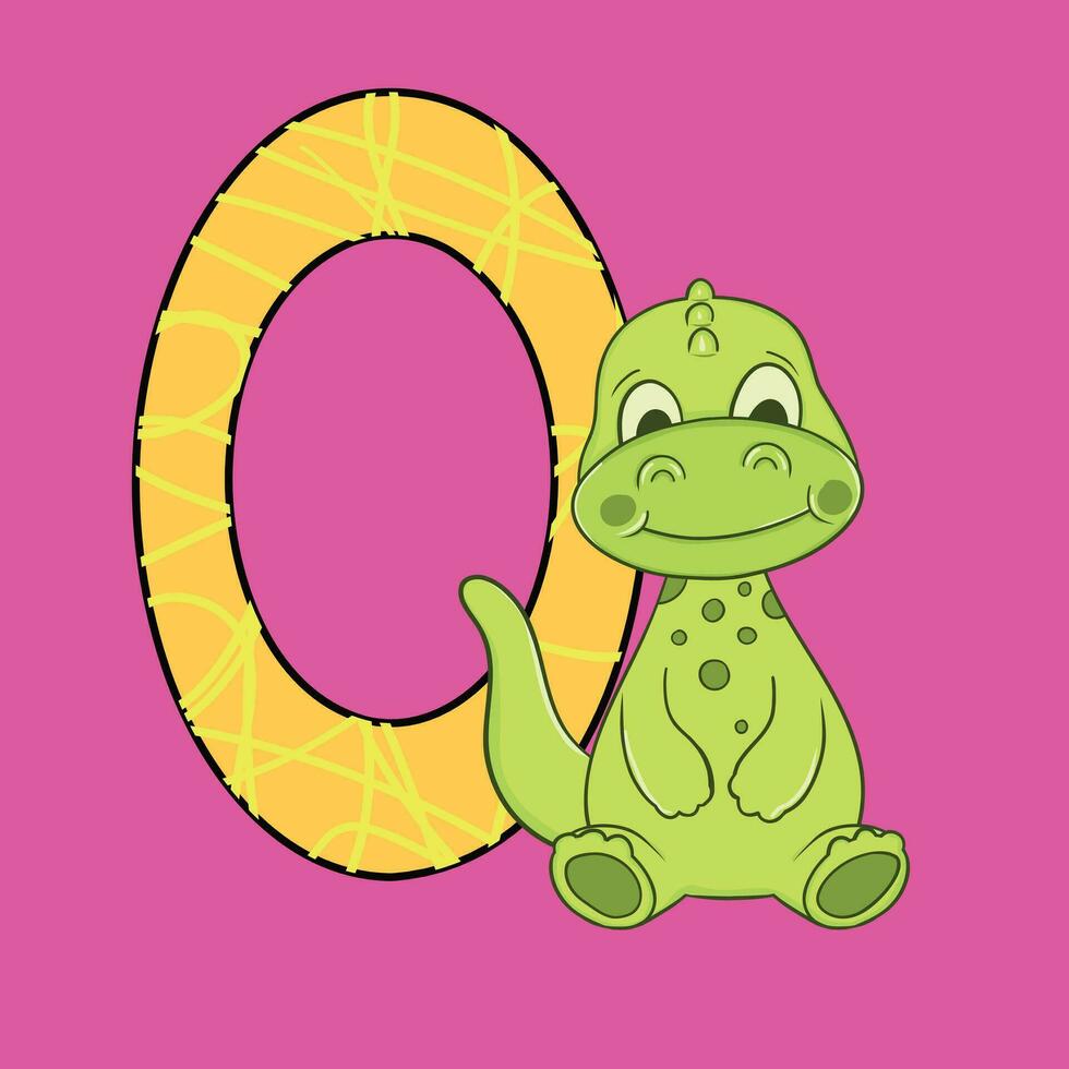 Cute Baby Dinosaur With Number, Vector Illustration
