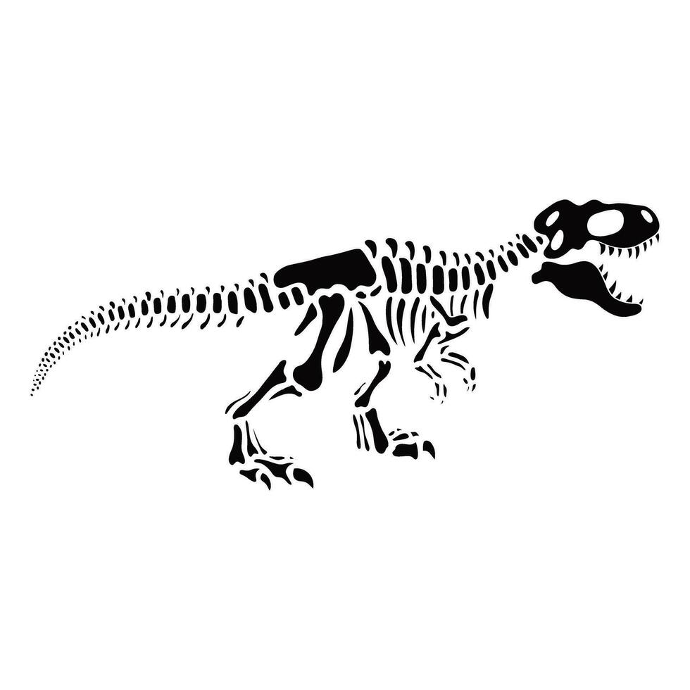 Dinosaur Full Body Skeleton Vector Silhouette