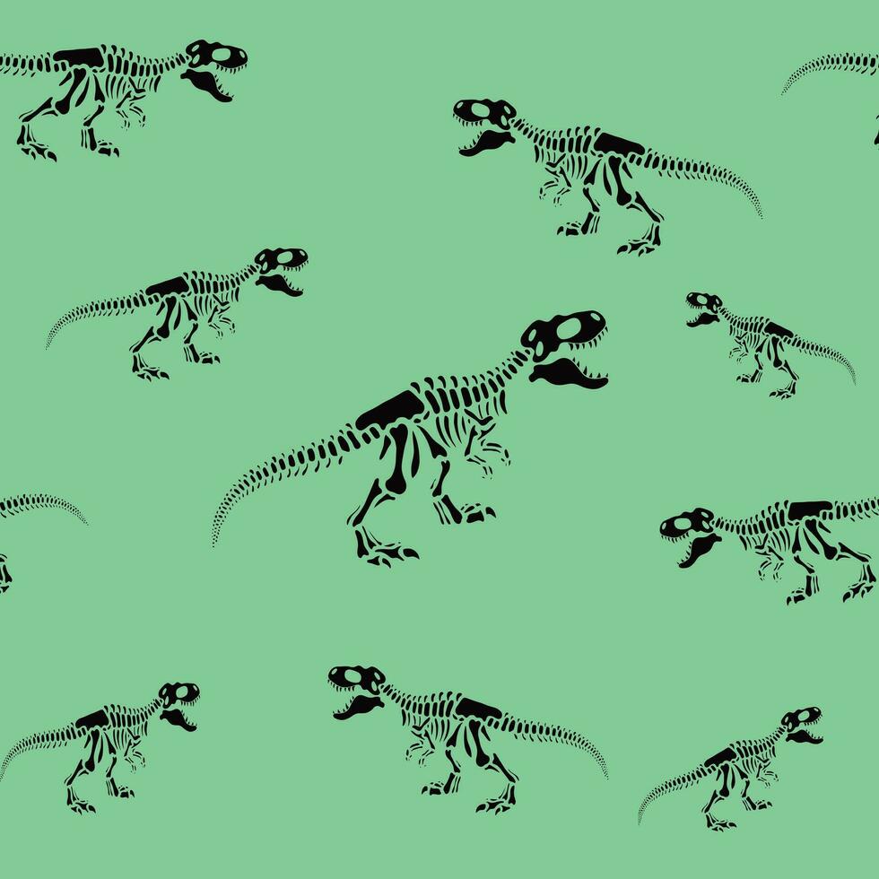 Dinosaur Skeleton Seamless Vector Pattern