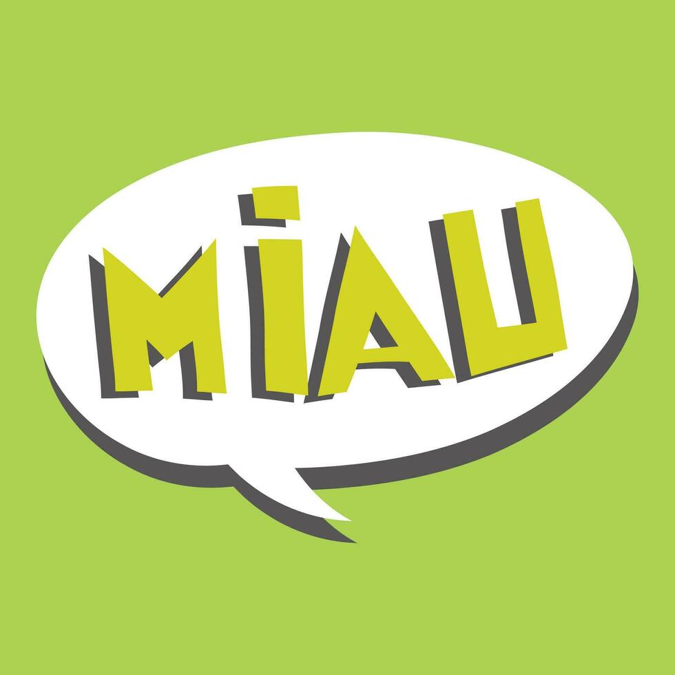 Miau Word on Speech Bubble, Retro Comic  Style vector