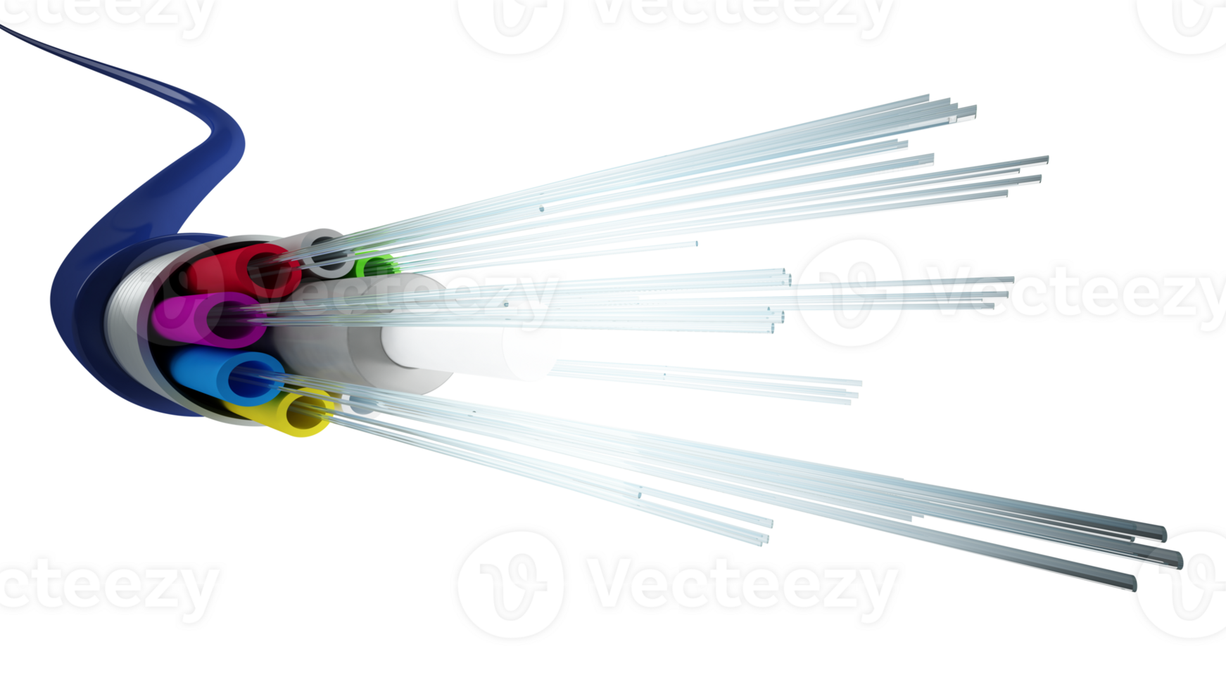 Internet fiber cable technology that transmits large amounts of data at very high speed. 3d render png