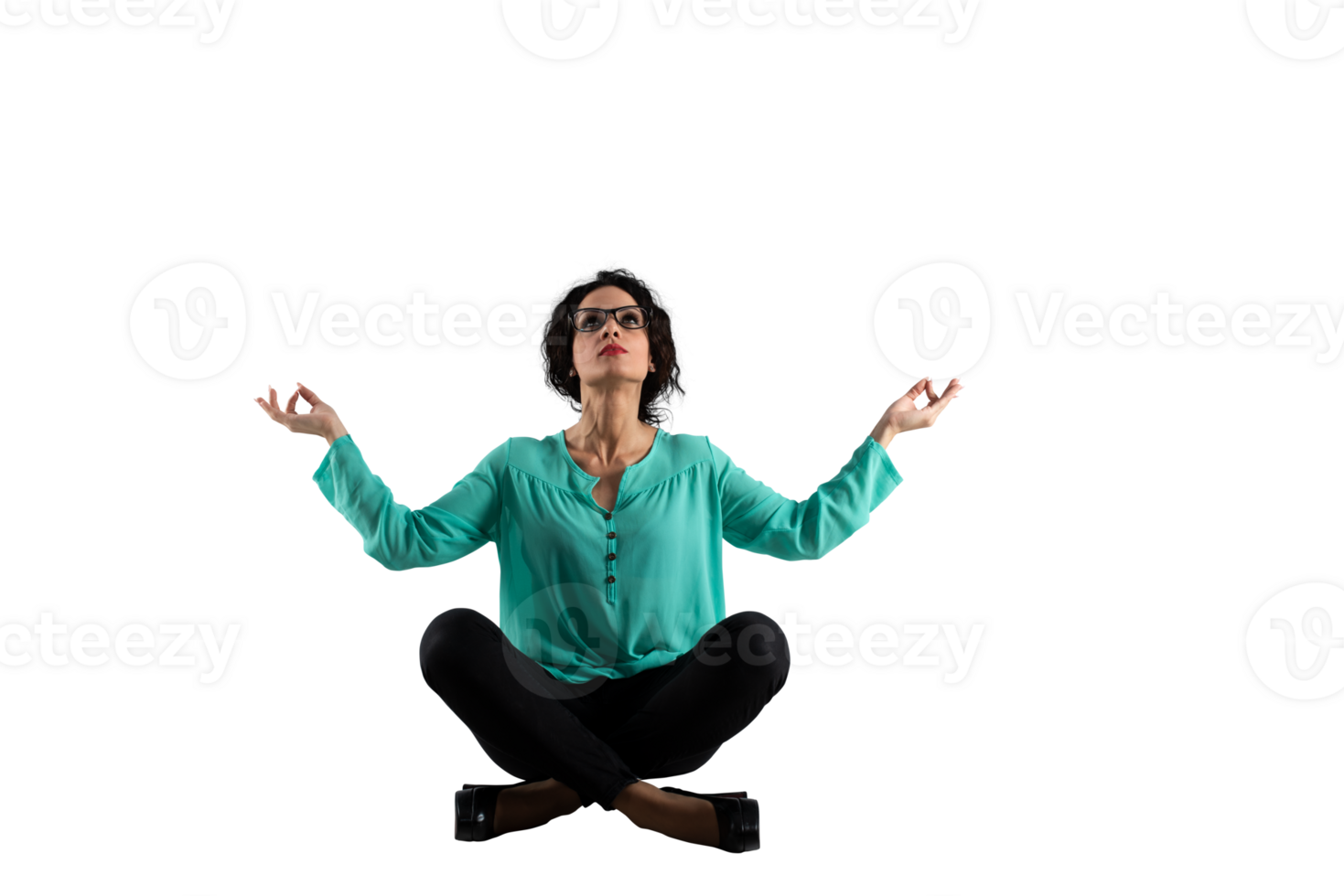 mujer de negocios lo hace yoga ejercicio a relajarse sí misma png