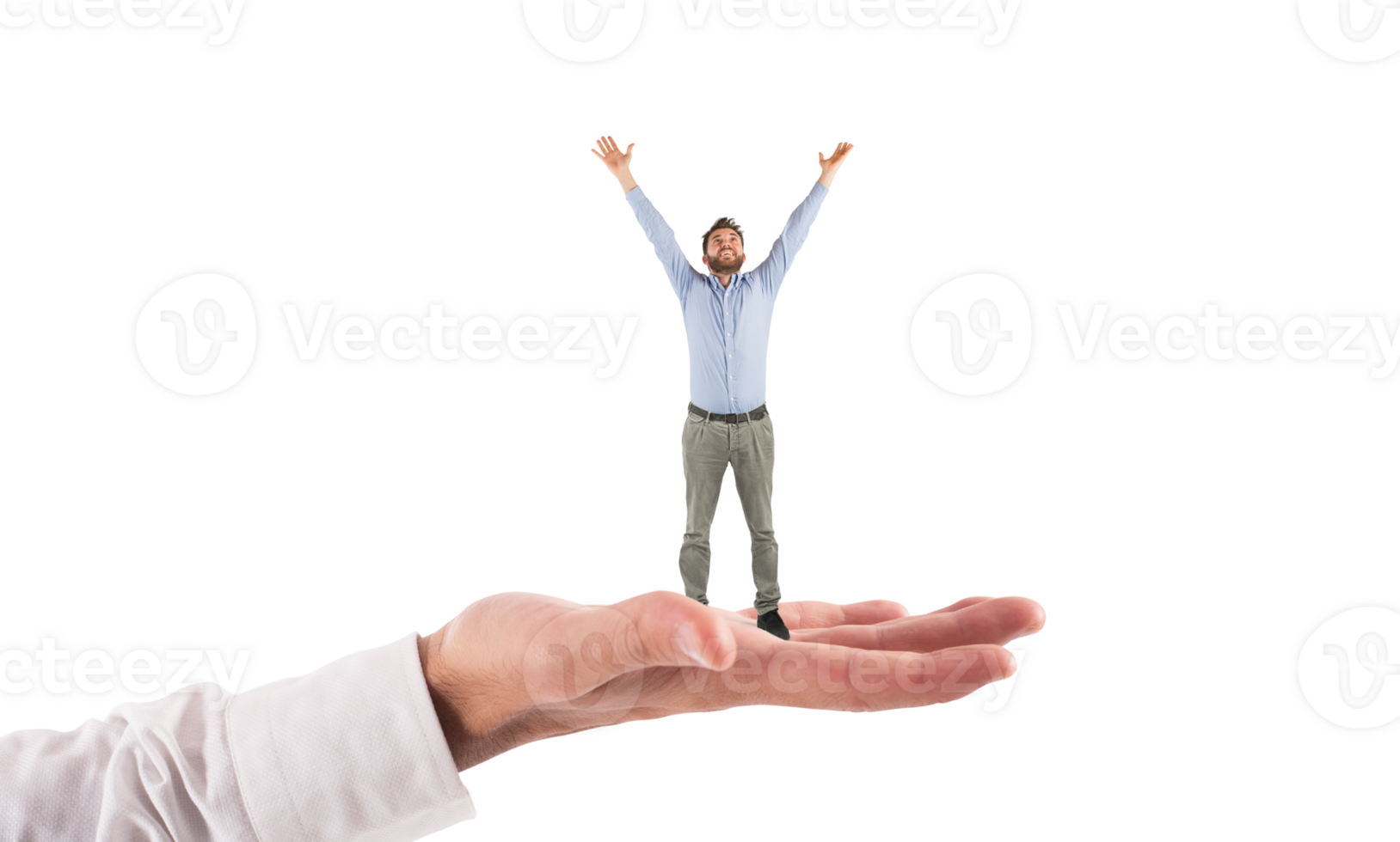 Isolated big hand holds a successful  businessman png
