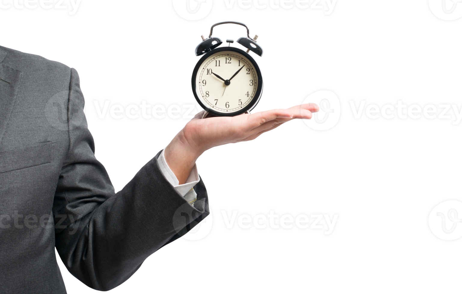 businessman hold a alarmclock to set the deadline png