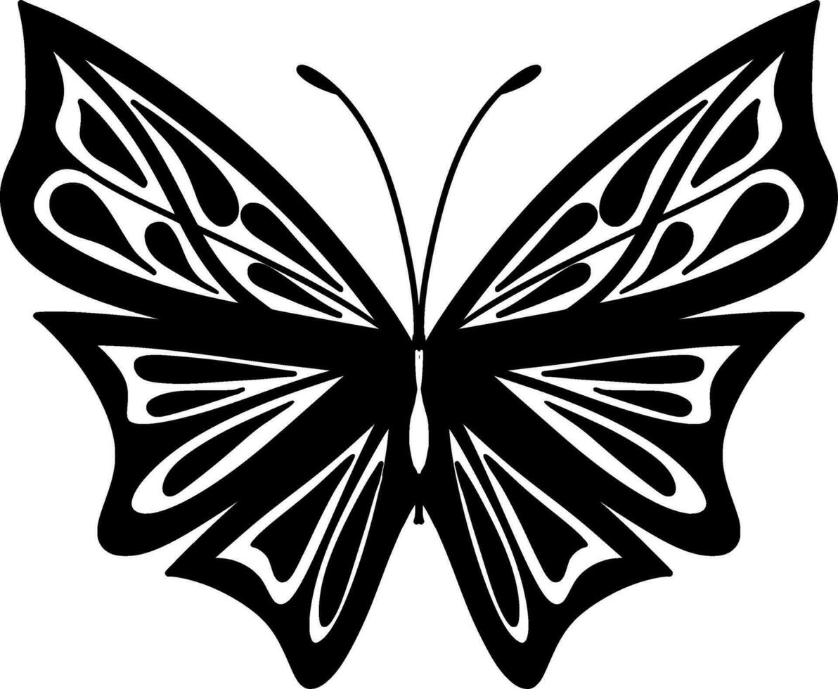 monocromo étnico mariposa diseño. anti estrés colorante página para adultos mano dibujado negro y blanco vector ilustración