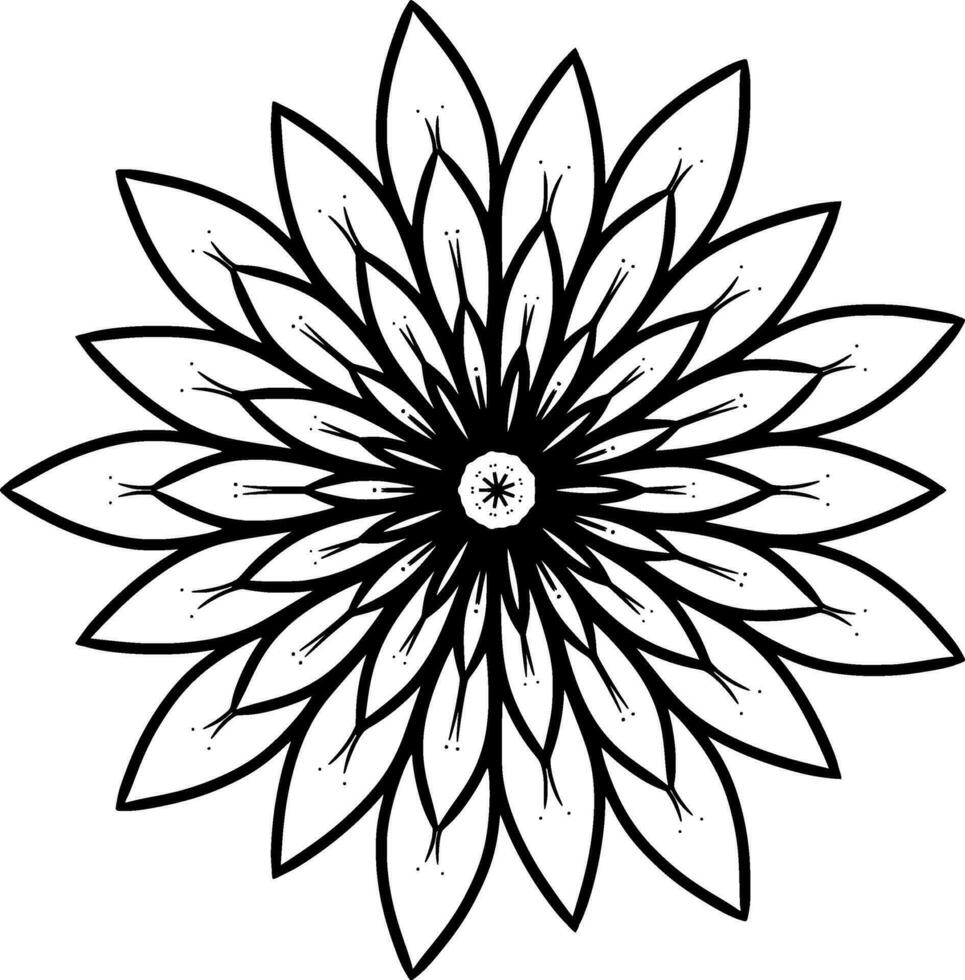 Monochrome ethnic mandala design. Anti-stress coloring page for adults. Hand drawn black and white vector illustration