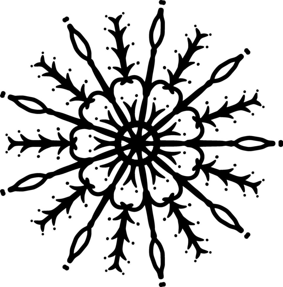 Monochrome ethnic mandala design. Anti-stress coloring page for adults. Hand drawn black and white vector illustration
