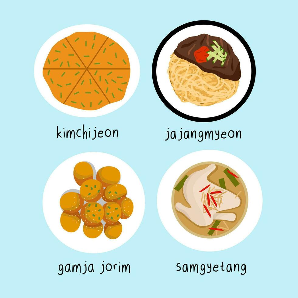conjunto de coreano comida ilustración vector