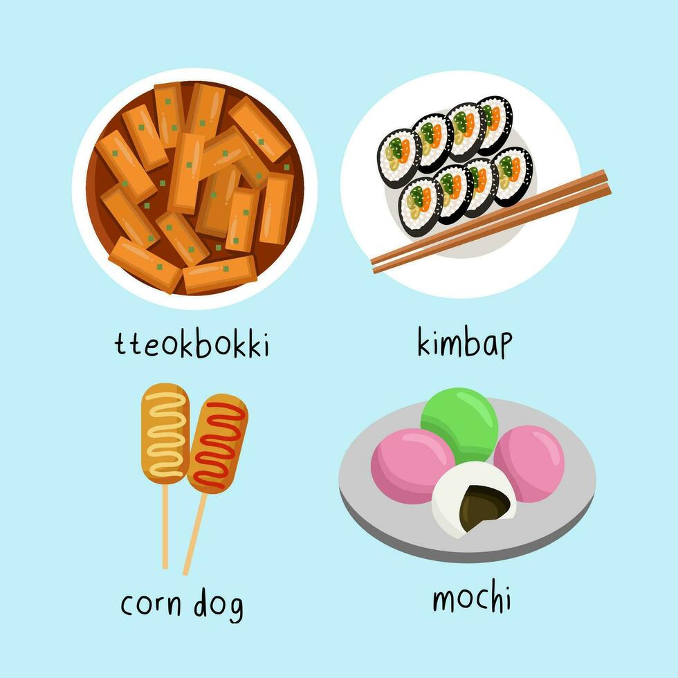 Set Of Korean Food Illustration vector