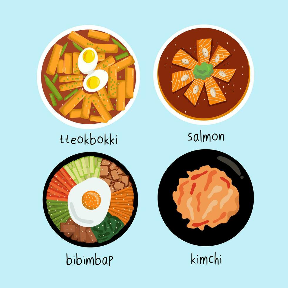 Set Of Korean Food Illustration vector