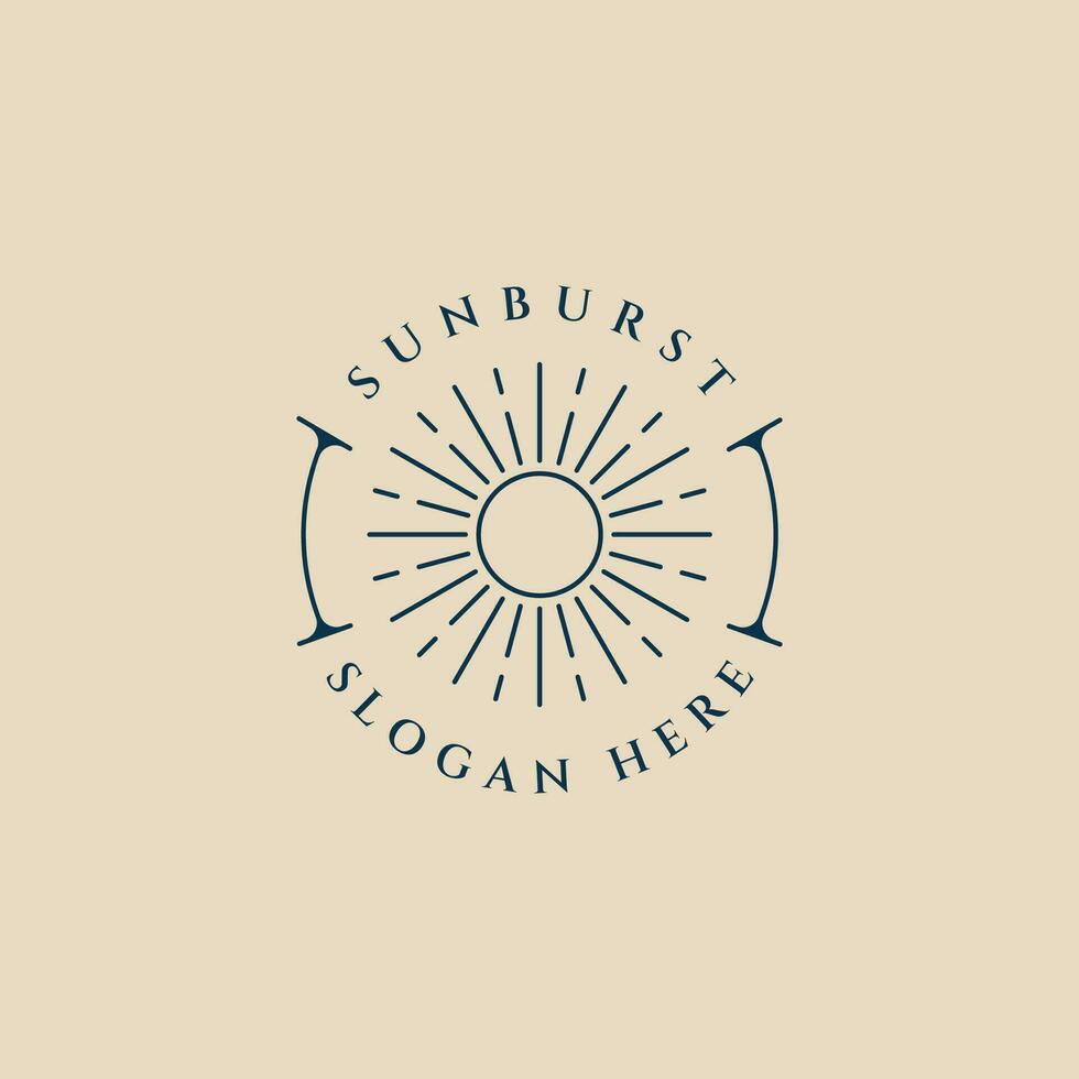 sunburst line art logo template minimalist vector illustration design