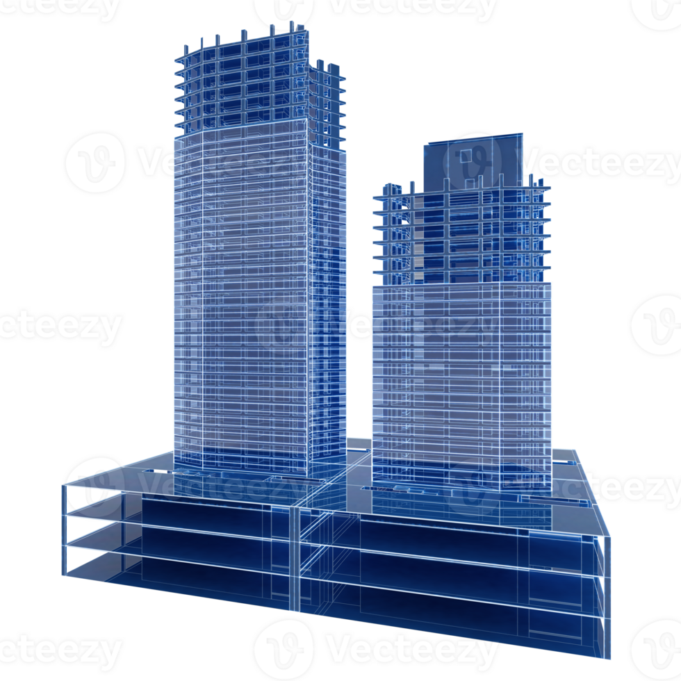 Isolated 3d rendering of a skyscraper business project png