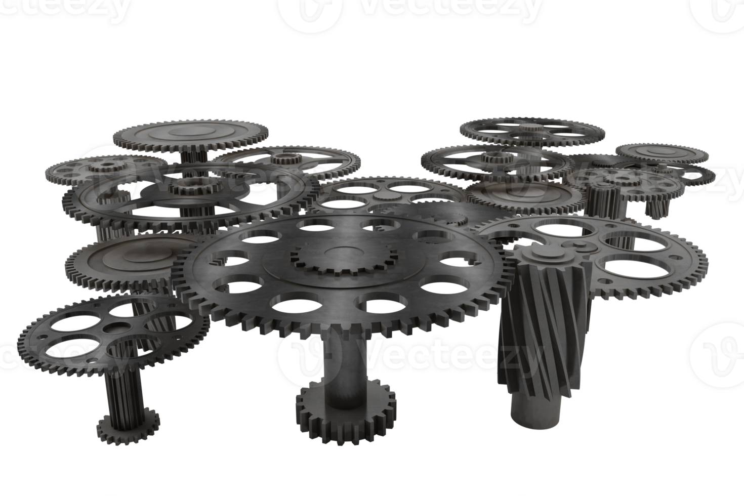 Pieces of gears. teamwork, partnership and integration concept. 3d rendering png