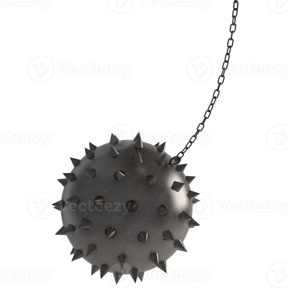 hierro pelota con Picos. concepto de peligro y obstáculo. 3d representación png