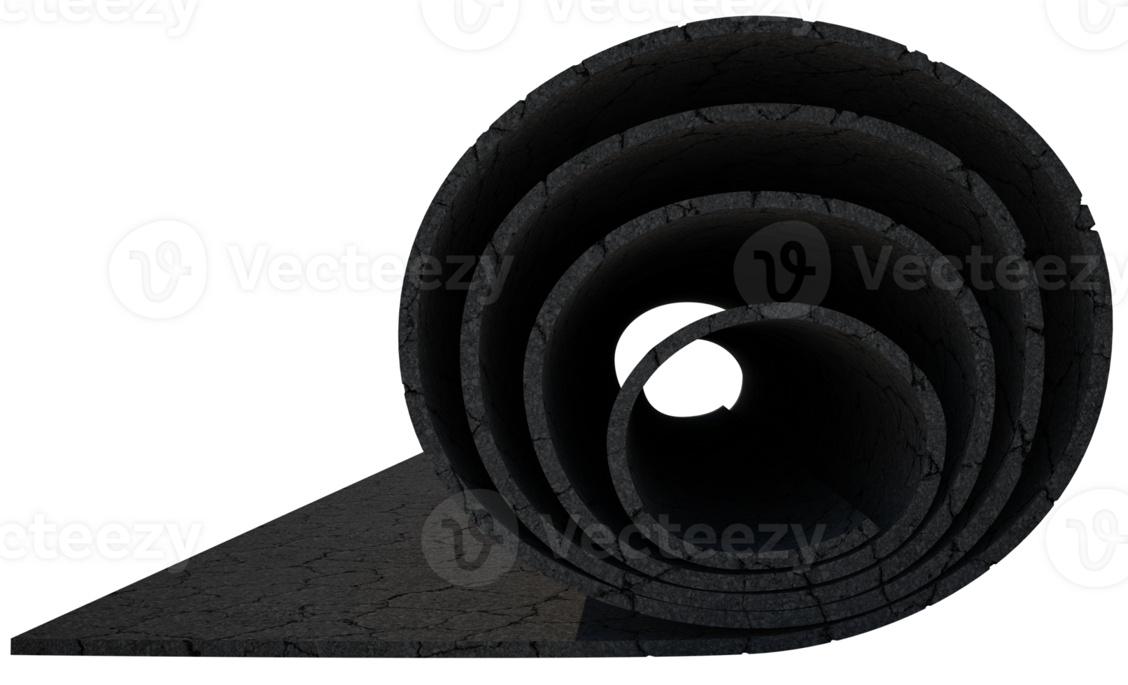 Isolated 3d rendering of a road rolled up png