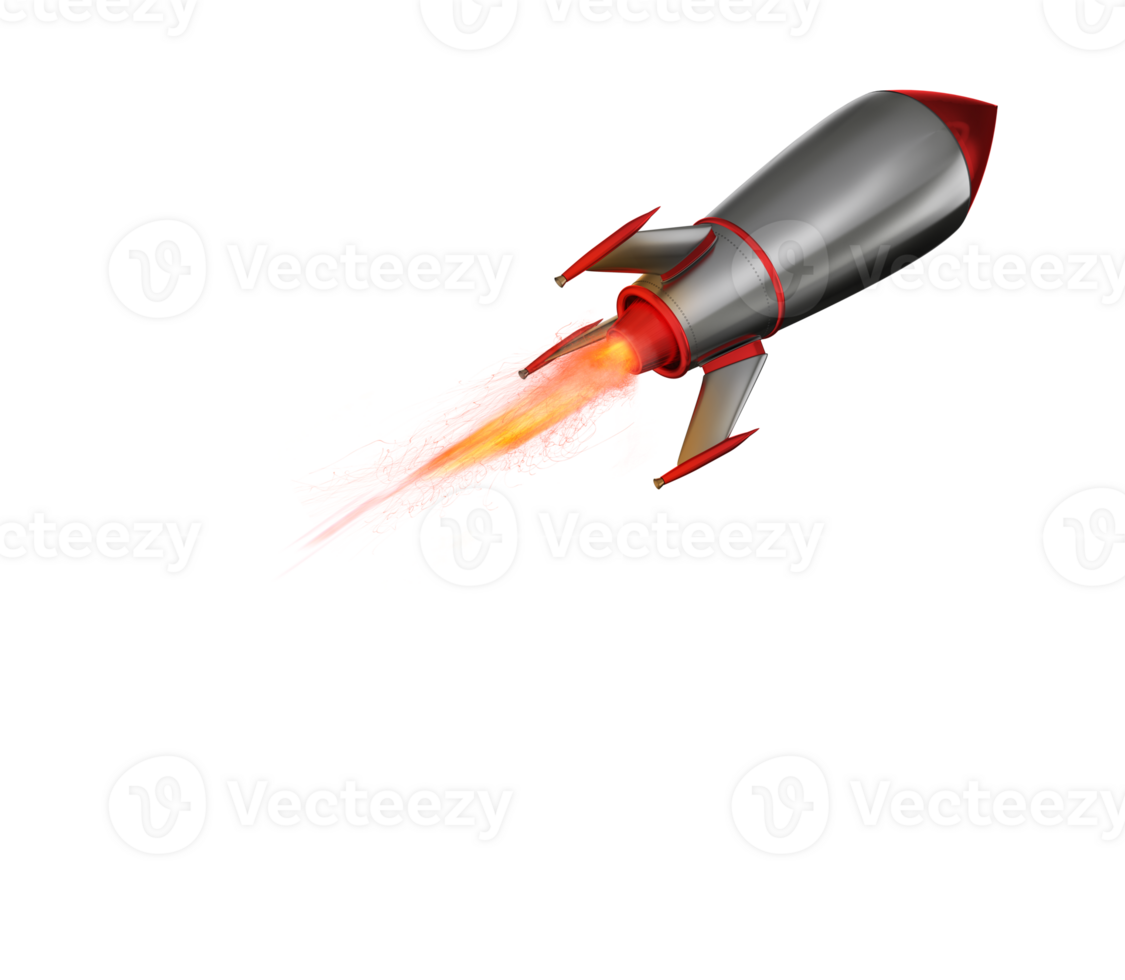 Powerful missile flying with fire. delivery and business goal concept png