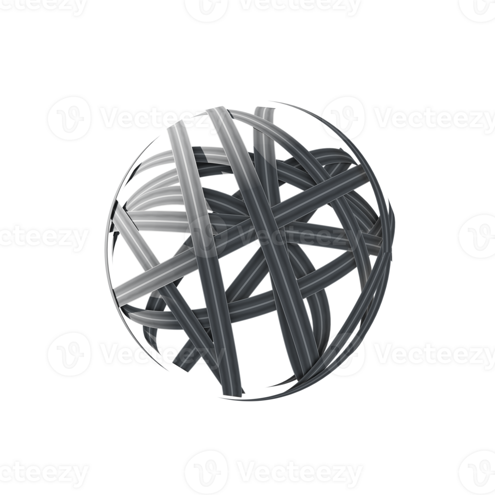 Isolated 3d rendering of a rounded streets tangle png