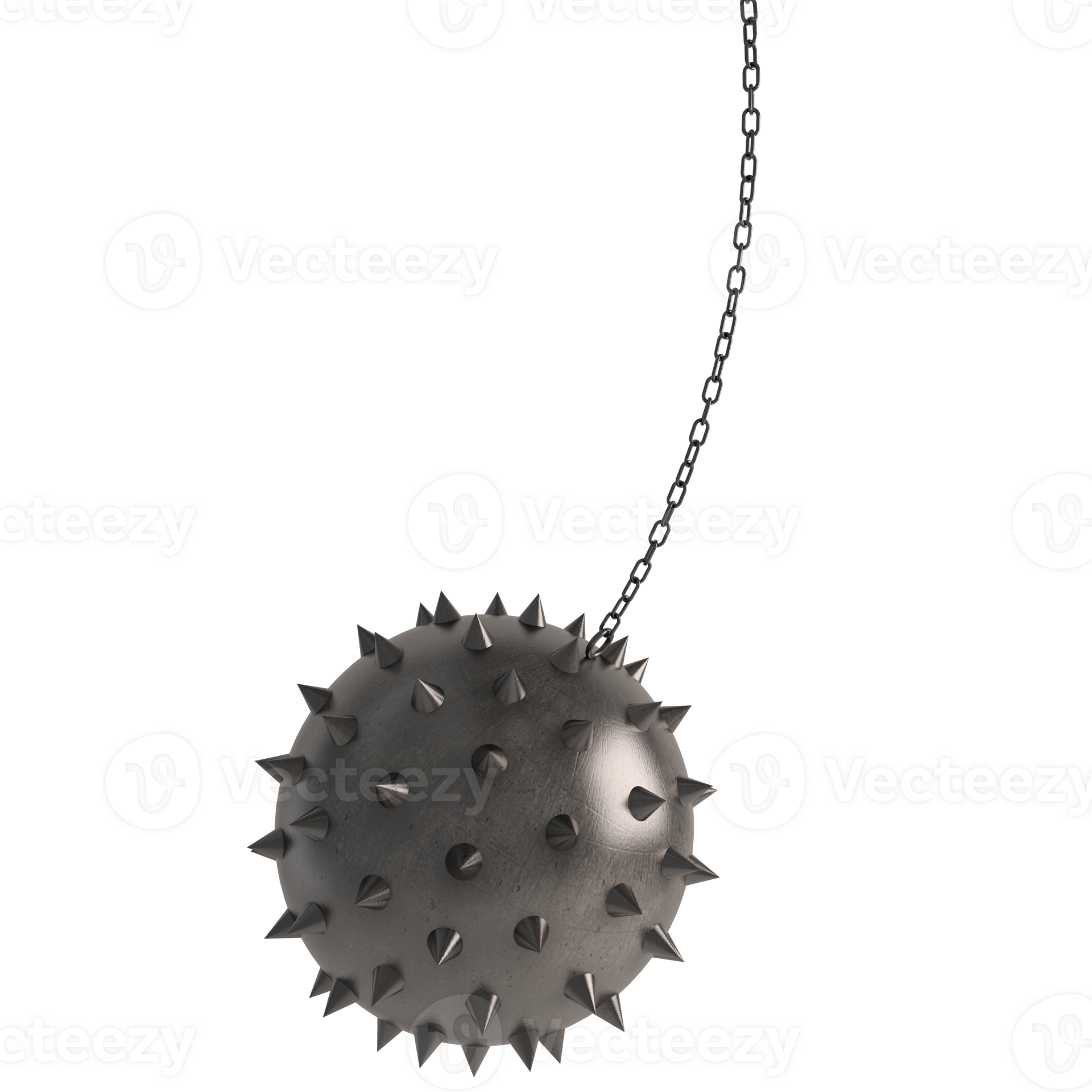 Iron ball with spikes. Concept of danger and obstacle. 3d rendering