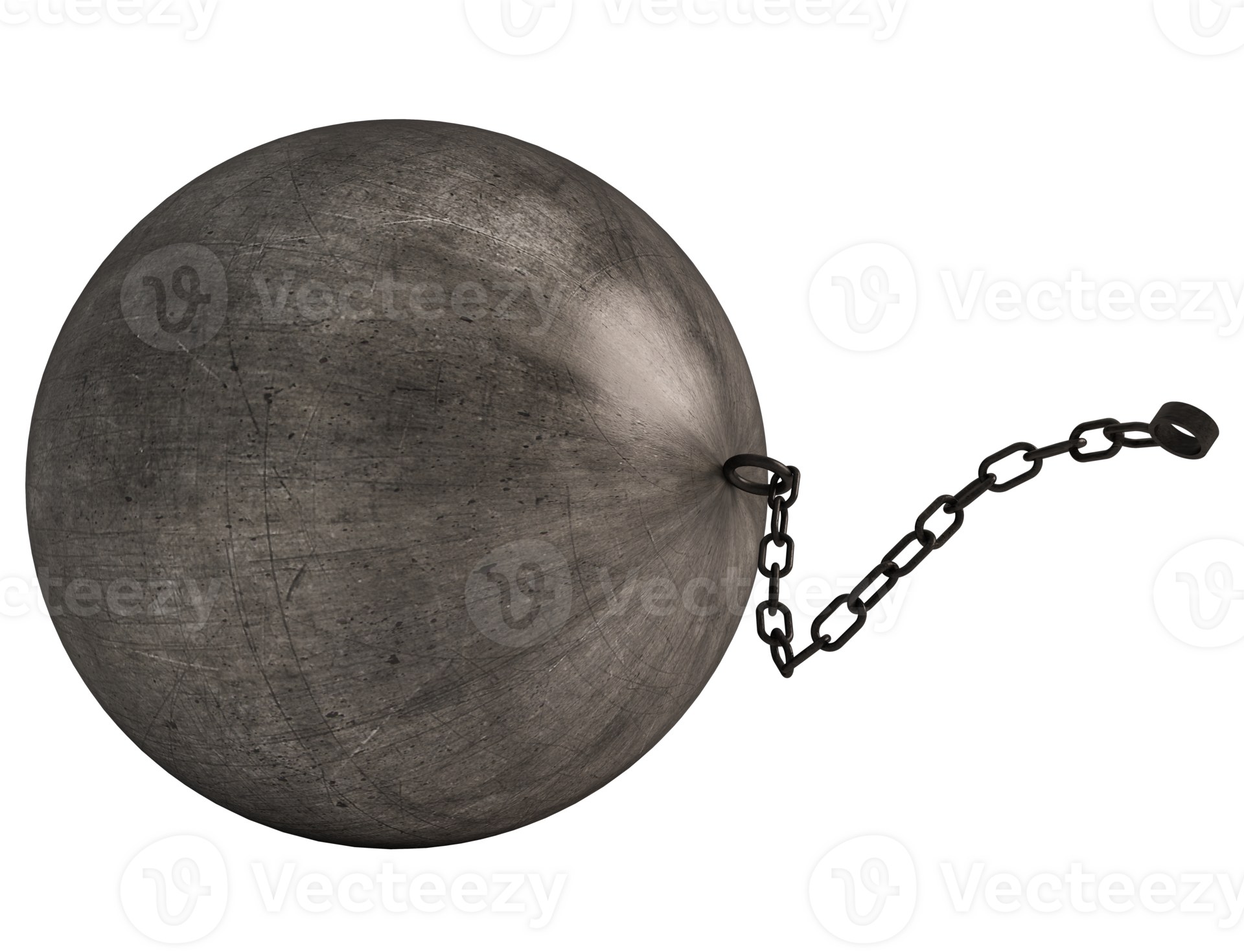Isolated 3d rendering of a big ball and chain 25254991 PNG