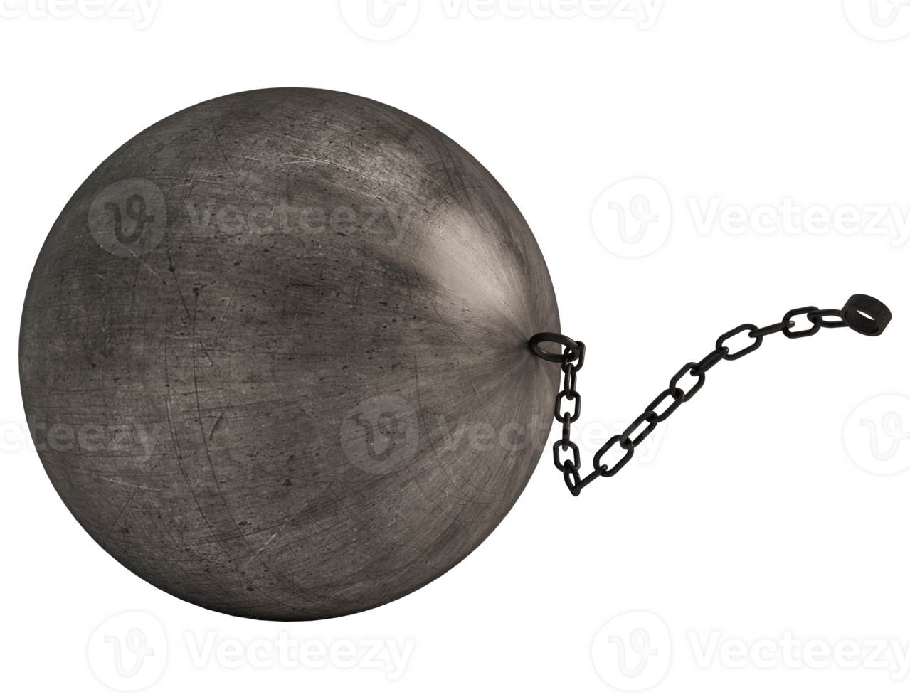 Isolated 3d rendering of a big ball and chain 25254991 PNG