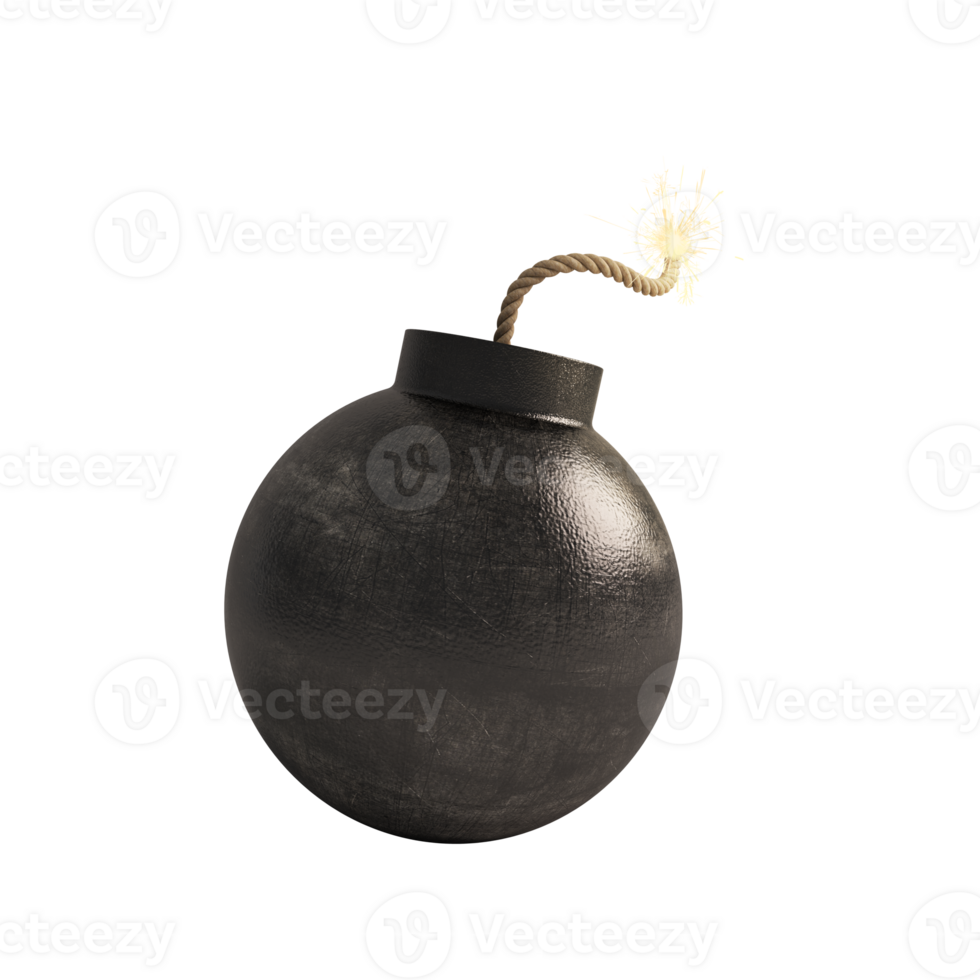 Bomb ready to explode. concept of danger and obstacle. 3d rendering png