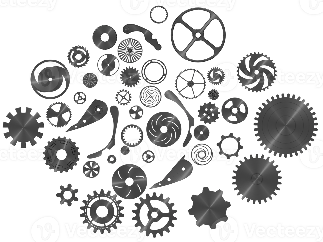 Pieces of gears. teamwork, partnership and integration concept. 3d rendering png