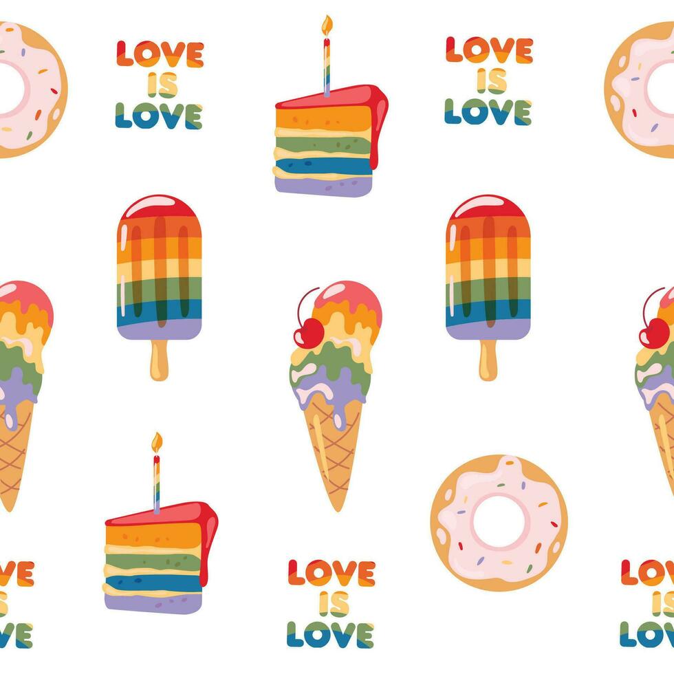 Seamless pattern of sweets on the LGBT theme. vector