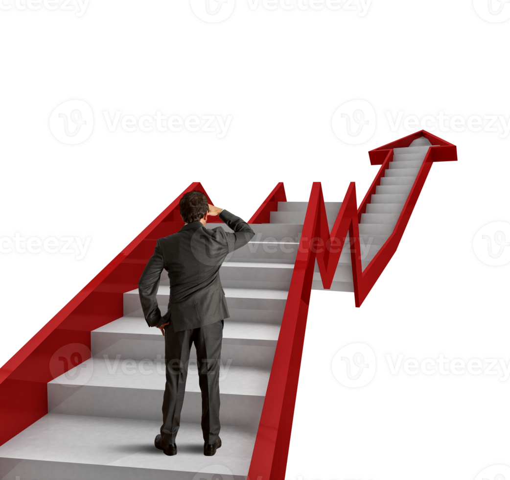 businessman walks up the ladder of the business success png