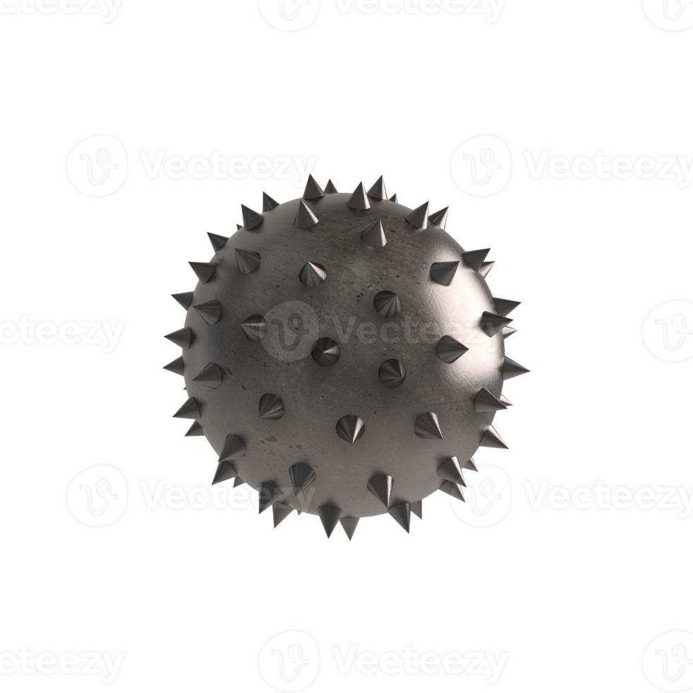 järn boll med spikar. begrepp av fara och hinder. 3d tolkning png
