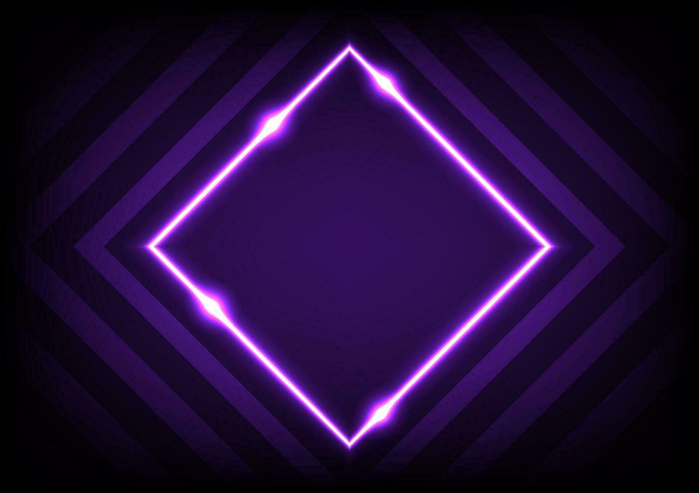 Square neon light line dynamic pattern purple presentation background vector