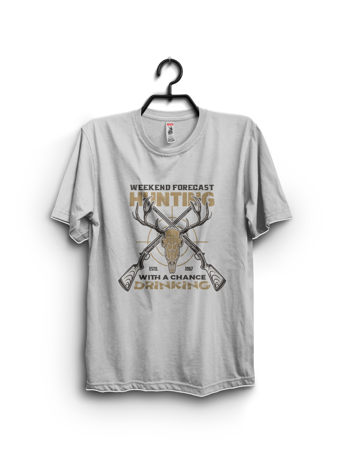 Deer. Hunting Wild deer. Retro Vintage illustration typography t-shirt