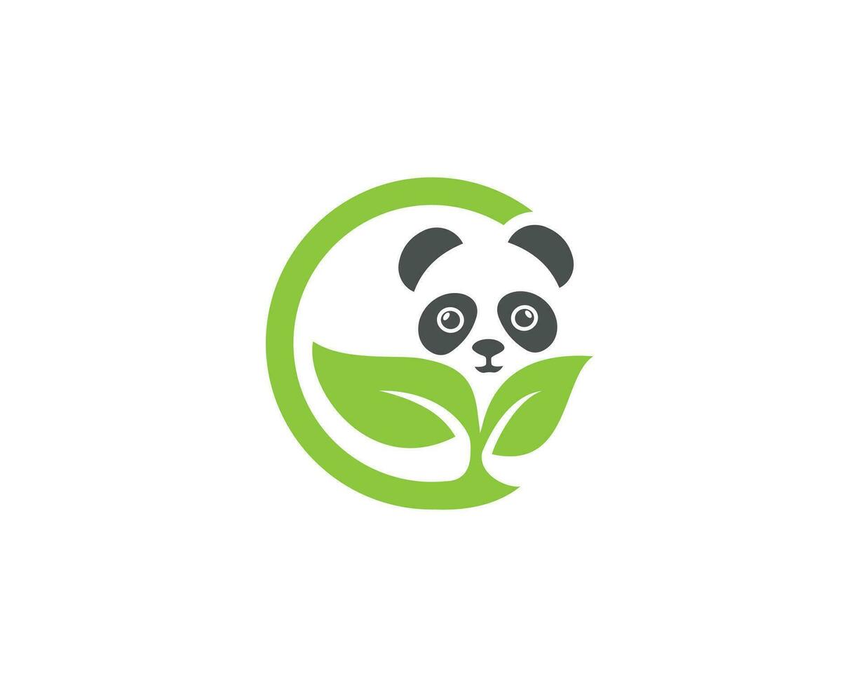 Alphabet Letter G Logo Design With Green Panda Animal Vector Template.