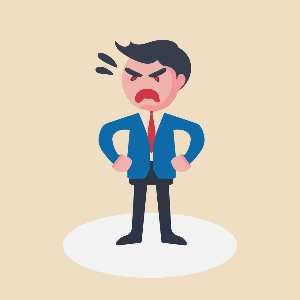 A young angry businessman shouting or screaming expression.Shouting,anger emotion, facial expression.Full Human body.Vector illustration. vector