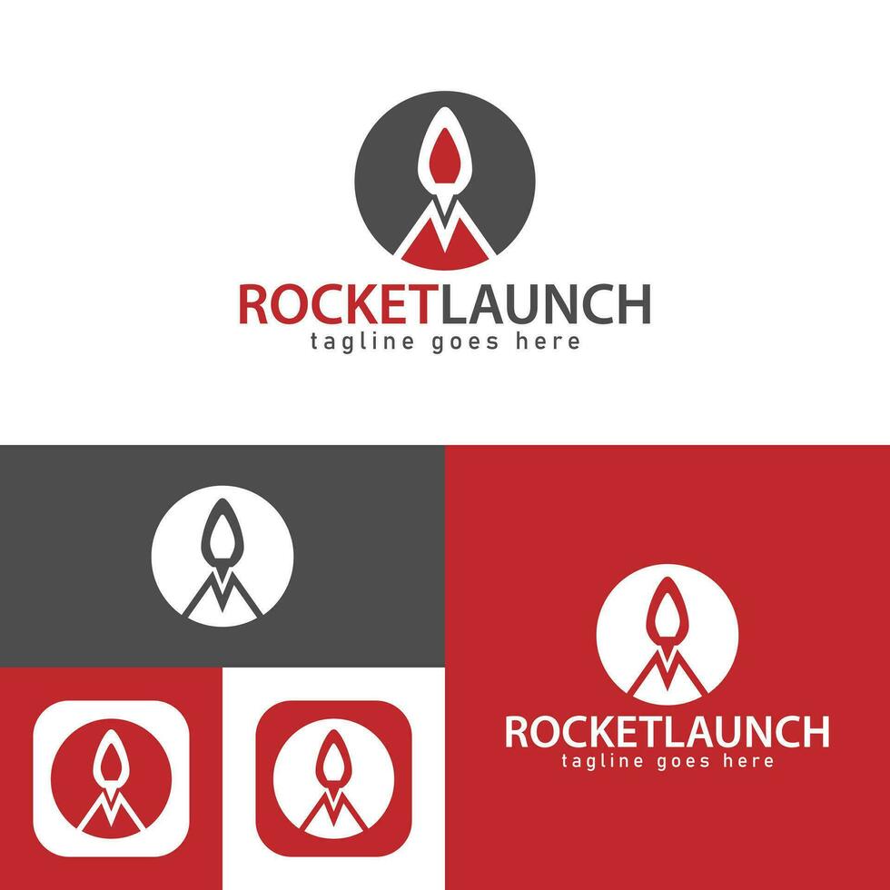 Rocket launch logo.Creative modern logo. Rocket icon. Vector illustration.Silhouette.Round shape.