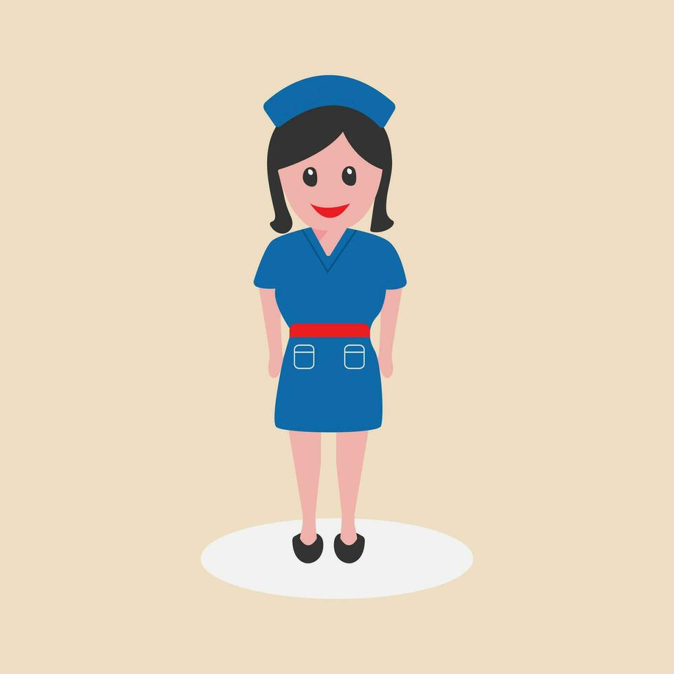 Beautiful woman standing  as a nurse wearing medical uniform. Vector illustration.Flat design.