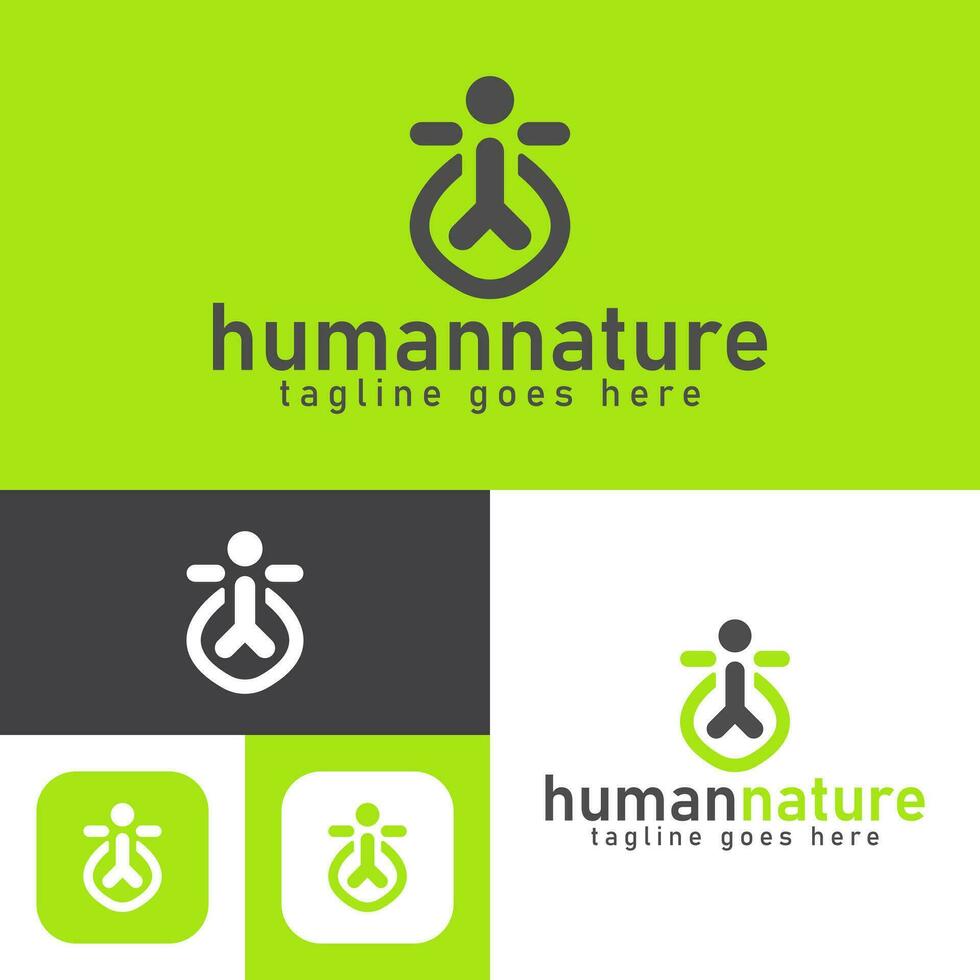 human nature logo design.simple Modern abstract vector illustration icon style design.minimal Black and white color.