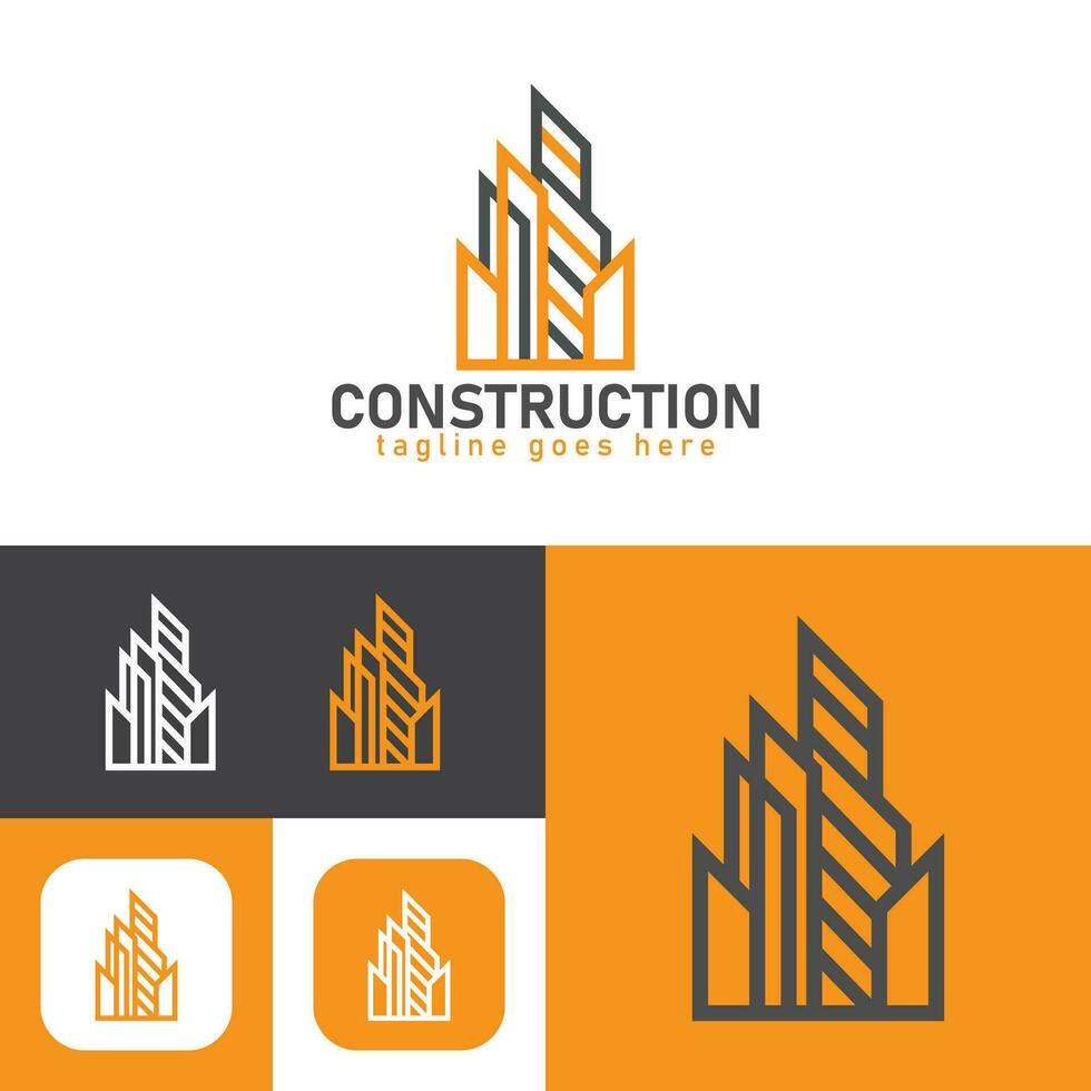 Minimal Building construction logo. Real estate Company identity.Property Development logo. Vector illustration. Line art style.