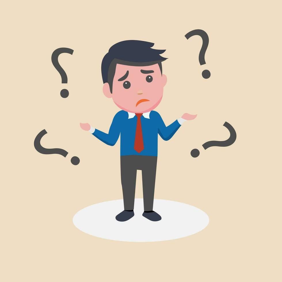 Confused businessman is thinking with question mark. Doubtful businessman thinking.Vector illustration. vector
