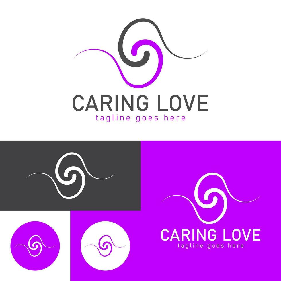 Love caring logo.Simple and creative icon style.Modern minimal. Vector illustration.