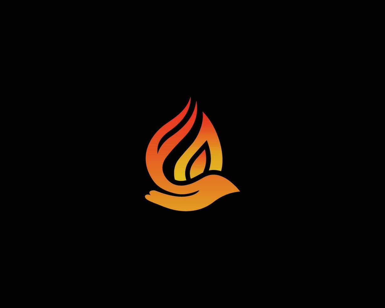 Creative letter F fire vector logo design with hand symbol template.
