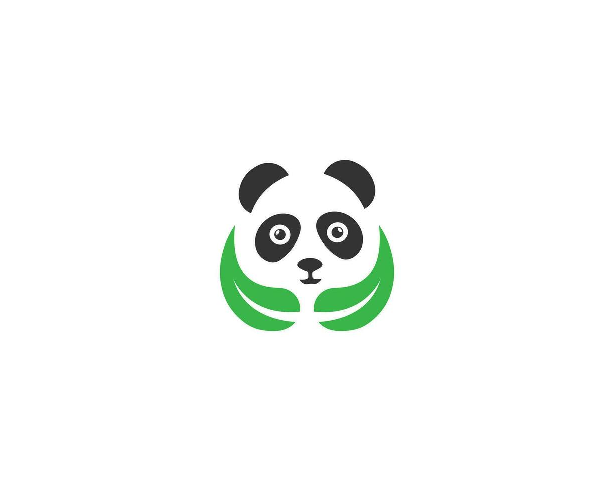 Leaves and Bear Panda Logo Icon Design Vector Concept Illustration.