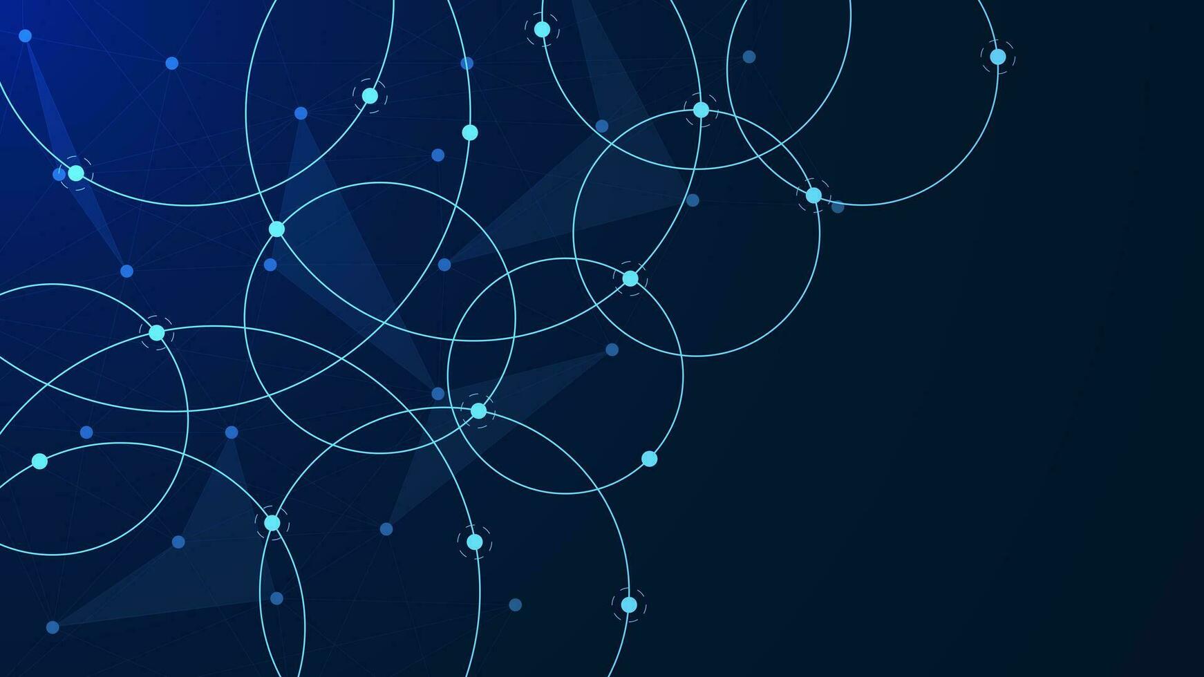 Abstract circle plexus with connecting circle line and dot. Big data visualization, network connection, global communication, science and technology background. Vector illustration.