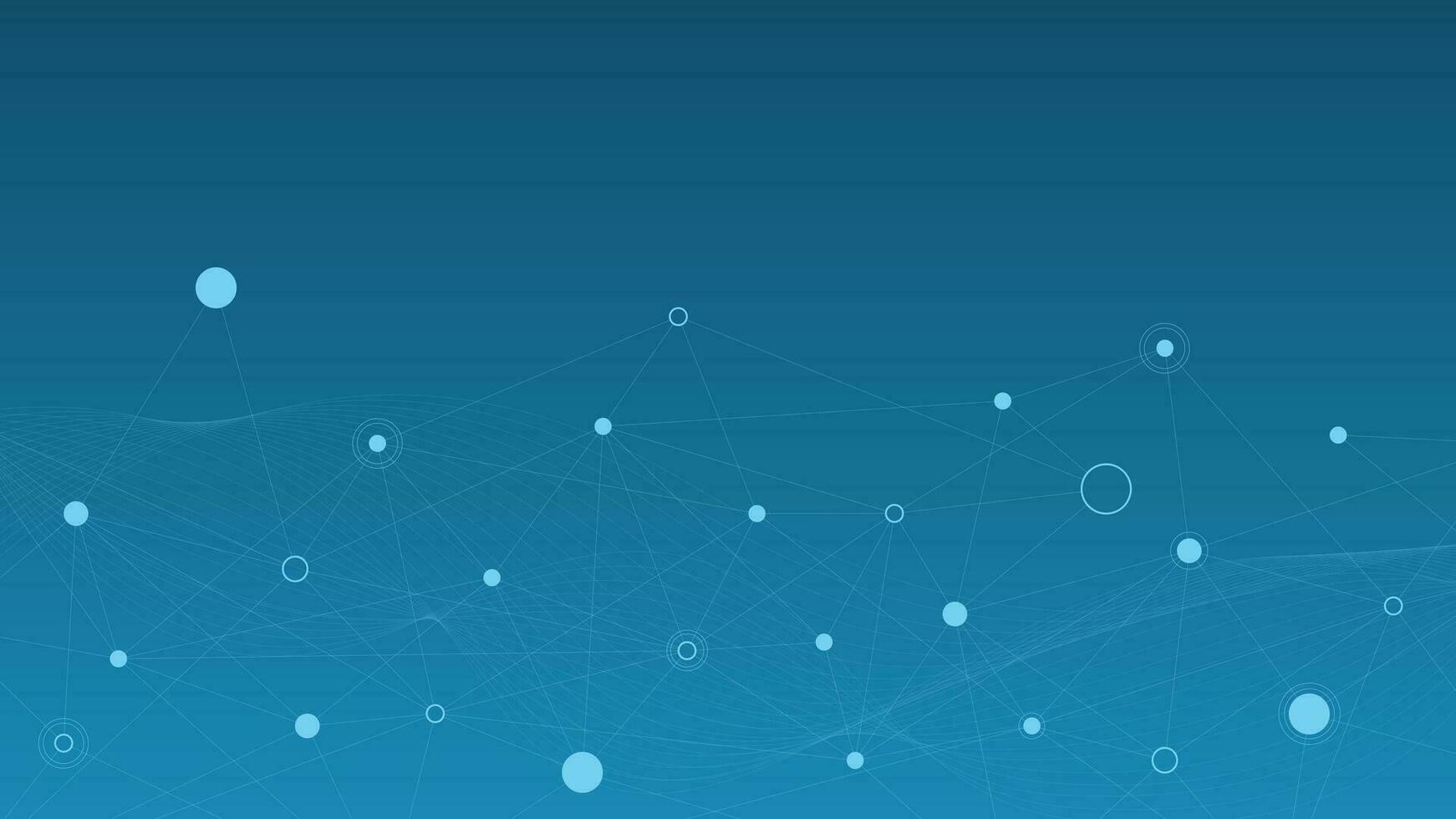 Abstract connecting dots and lines with wave for network connection, social communication and digital technology background design. Vector illustration.