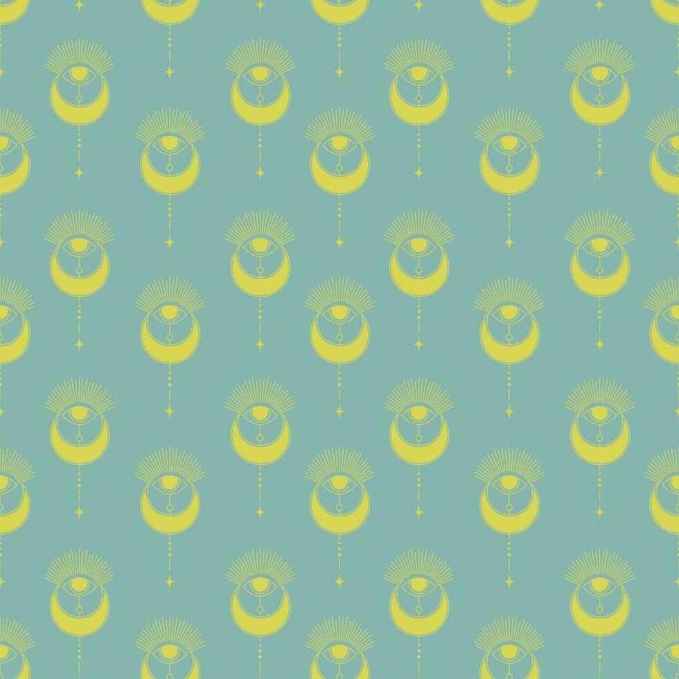 Seamless pattern with esoteric concept with mystical eyes. vector