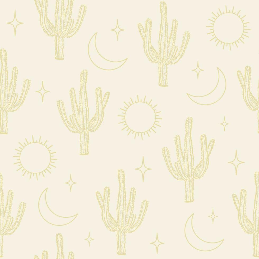 Seamless pattern vector summer cactus on desert for fashion fabric.