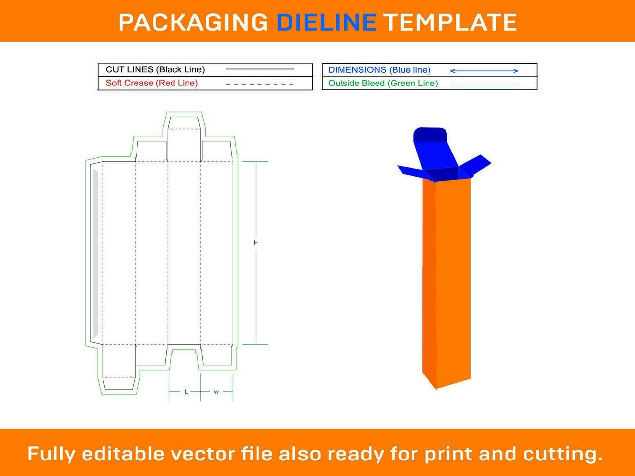 bolígrafo caja dieline modelo vector