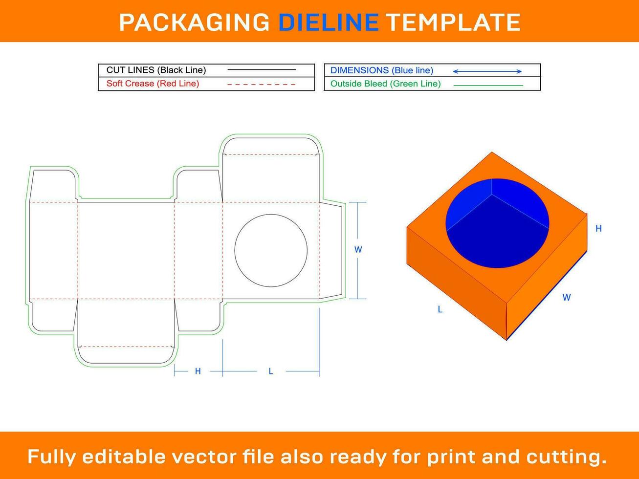 Assortment Soap Box, Round Window Display Box, Dieline Template vector