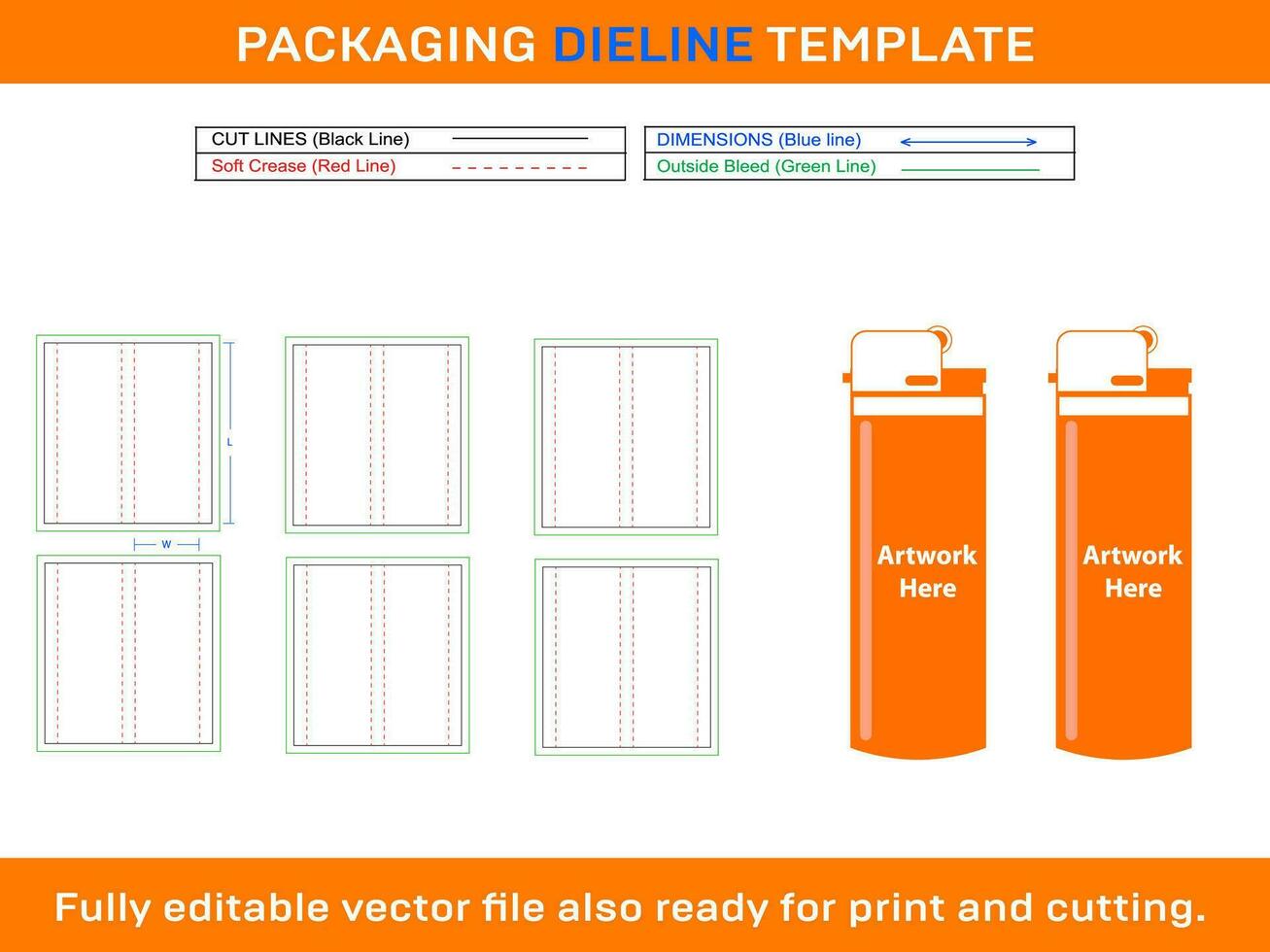 Lighter, Dieline Template vector